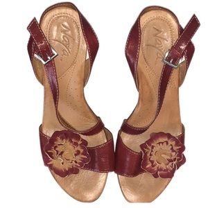 Naya Naturalizer Red Comfort Sling Back Heels Leather Comfort Sandals  E…